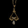 Antique 10K Yellow Gold Arts & Crafts Era Lavalier Necklace with Seed Pearls