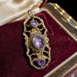 Antique Early Victorian Vermeil Foil Back Amethyst Cabochon Conversion Pendant