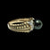 14K Yellow Gold Diamond & Black Tahitian Pearl Ring Size 5.5