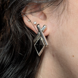970 Silver Antonio Pineda Mexico Articulated Black Onyx Earrings