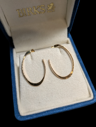 14K Yellow Gold Hammered 3/4 Hoop Earrings