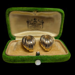 10K Yellow Gold Braided / Ribbed Domed Stud Pierced Earrings