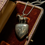 Antique Victorian Sterling Silver Horse Locket 1899 Chester England