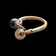 10K Gold Hematite and Cultured White Pearl Double Set Ring: Unique Setting