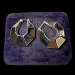 Sterling Silver Modern Chunky Hexagon Geometric Hoops