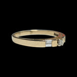 14K Yellow Gold Diamond Solitaire Ring / Band with Baguette Cut Diamond Shoulder Size 7 3/4