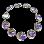 Sterling Silver N E From Denmark Amethyst Cabochon Bracelet