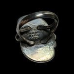 Mexico Sterling Silver Turquoise Cabochon Star & Swirl Shadowbox Ring Size 5.5