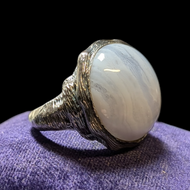 Clyde Duneier Sterling Silver Blue Lace Agate Statement Ring Size 9