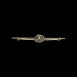 Antique 14K White Gold & Fresh Water Pearl Filigree Bar Brooch