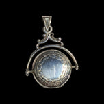Sterling Silver Revolving Etched Photo Locket Spinner Fob / Pendant