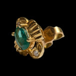18K Yellow Gold Emerald & Diamond Stud Earrings