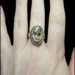 10K Yellow Gold Cameo Ring with Diamond Necklace Accents Size 6 1/4
