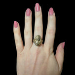 10K Yellow Gold Cameo Ring Scrollwork Accents Size 6