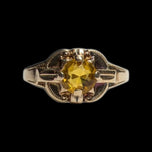 10K Yellow Gold & Orange Glass Pinky Ring Size 2 1/4