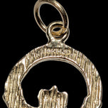 10K Yellow Gold Brushed / Etched Open Work Claddagh Charm / Pendant