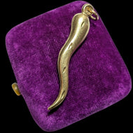 10K Yellow Gold Brushed / Etched Cornicello Pendant