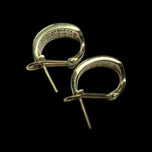 10K Yellow Gold & Diamond Three Row Omega Back Earrings