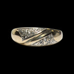 10K Yellow Gold Diamond Chip Ridged Band Size 6