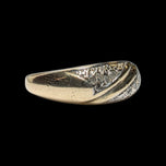 10K Yellow Gold Diamond Chip Ridged Band Size 6
