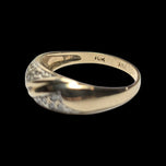 10K Yellow Gold Diamond Chip Ridged Band Size 6
