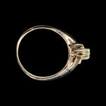 10K Yellow Gold Diamond & Marquise Cut Emerald Bypass / Split Shank / Halo Ring Size 7 1/4