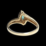 10K Yellow Gold Diamond & Marquise Cut Emerald Bypass / Split Shank / Halo Ring Size 7 1/4