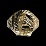 10K Yellow Gold Open Work Horse and Horseshoe Band Size 10