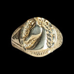 10K Yellow Gold Etched Horse Head Signet Band / Ring Size 11