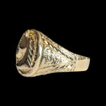 10K Yellow Gold Etched Horse Head Signet Band / Ring Size 11