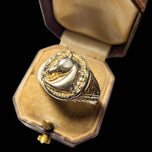 10K Yellow Gold Etched Horse Head Signet Band / Ring Size 11