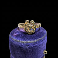 10k Yellow Gold Lucky Horseshoe & Clover Ring Size 3 1/4