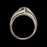 10K Yellow Gold Mother of Pearl, Black Onyx & Diamond Inlay Ring Size 4 3/4
