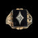 10K Yellow Gold Square Cut Art Deco Onyx & Diamond Signet Style Inlay Ring Size 11.5