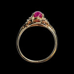 10K Yellow Gold Synthetic Pink Star Sapphire Open Work Ring Size 8