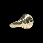 10K Yellow Gold Lined / Ridged Statement Dome Ring Size 6 1/4