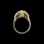 10K Yellow Gold Lined / Ridged Statement Dome Ring Size 6 1/4