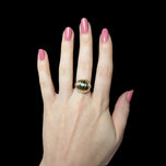 10K Yellow Gold Lined / Ridged Statement Dome Ring Size 6 1/4