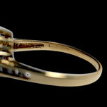10K Yellow Gold Diamond & Marquise Cut Emerald Bypass / Split Shank / Halo Ring Size 7 1/4