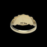10K Yellow Gold Shield Signet Pinky Ring Scrollwork Accents Size 3 1/2