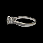 14K White Gold Cathedral Set Natural Diamond Solitaire Engagement Ring W Diamond Flank Accents Size 6 1/4