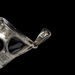 10K White Gold Onyx & Diamond Open Work Pendant - Art Deco Style