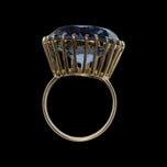 14K Yellow Gold Cage Set Synthetic Blue Spinel Cocktail Ring Size 5