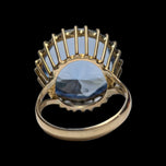14K Yellow Gold Cage Set Synthetic Blue Spinel Cocktail Ring Size 5