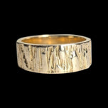 14K Yellow Gold Brutalist Tree Bark / Wood Grain Pattern Band Size 5 3/4
