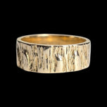14K Yellow Gold Brutalist Tree Bark / Wood Grain Pattern Band Size 5 3/4