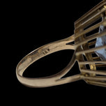 14K Yellow Gold Cage Set Synthetic Blue Spinel Cocktail Ring Size 5