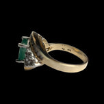 14K Yellow Gold Natural Emerald & Diamond Bypass Ring Size 5 1/4