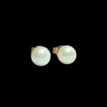 14K Yellow Gold Cultured Pearl Simple Stud Earrings