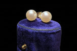 14K Yellow Simple Gold Cultured Pearl Stud Earrings